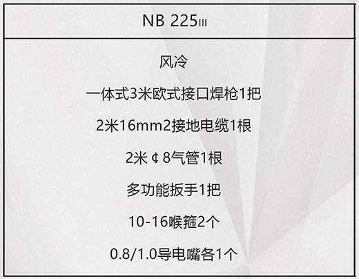 人生就是博官网NB 225???气保焊机标配附件